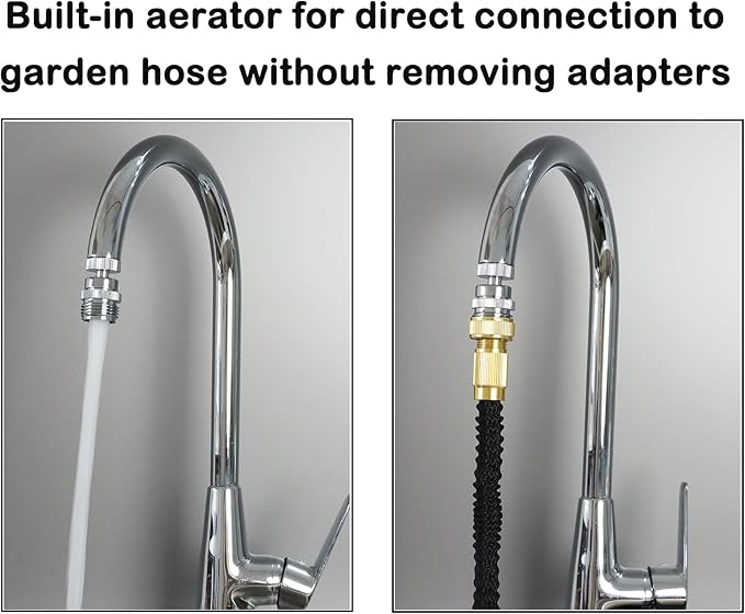 Faucet Adapter with Aerator, Sink Faucet to 3/4" Garden Hose Adapter, Swivel Faucet Adapter Kit, Faucet Adapter to Garden Hose for Kitchen Bathroom