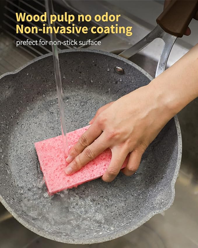 ARCLIBER Cellulose Sponges,Heavy Duty Scrub Kitchen Sponge,Clean Tough Messes Without Scratching,Pop Up Eco DIY (6 Pack)