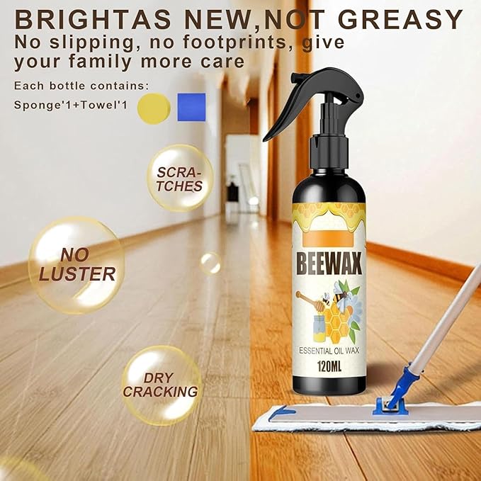 2PCS Natural Beeswax Spray, Beeswax Spray Cleaner, Furniture Polish,The Original Furniture Polish for living rooms,kitchens,wood furniture floors