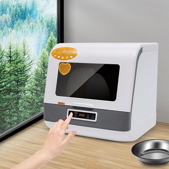 8L/2.11Gal Countertop Dishwasher, 800W 110V Portable Mini Dishwasher, No Installation Required&Touch Control Tabletop Dishwasher, for Apartment Kitchen RV
