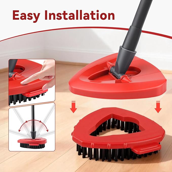 8 Pack Mop Replacement Heads with Base and Floor Scrub Brush, Compatible with Ocedar Systems, Microfiber Replace Heads, Snap-On Floor Cleaning Accessories
