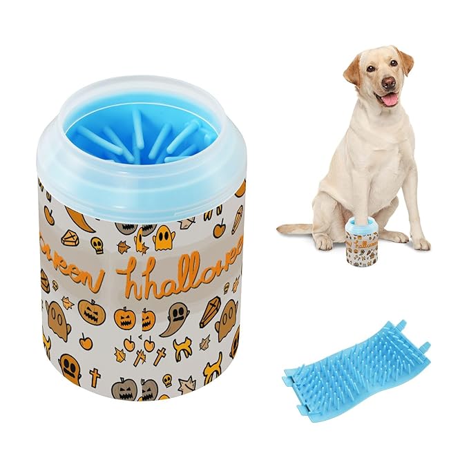 Dog Paw Cleaner Cups for Dogs Pets Foot Washer Paw Scrubber for Medium Small Cats Dogs Cleaning Cup Pumpkins Animal Cat