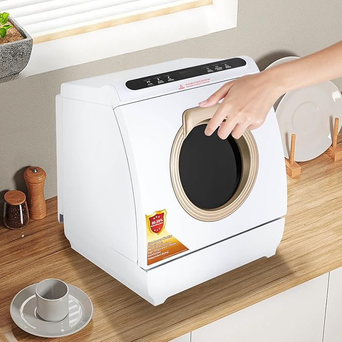 Countertop Dishwasher, Portable Dishwasher with 7L Built-in Water Tank, 5 Programs,360° Dual Spray, 161℉ Steam& PTC Thermal Drying, Mini Dishwasher for Apartments& RVs