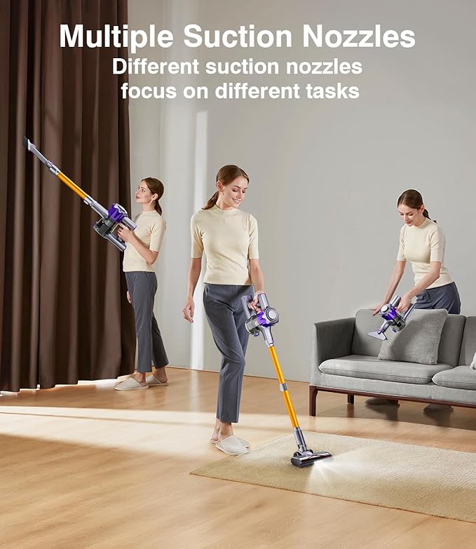 Cordless Vacuum Cleaner, 450W 50Kpa Powerful Stick Vacuum, Up to 70Mins Rechargeable Battery, Vacuum Cleaners for Home Anti-Tangled Lightweight Handheld for Hardwood Floor, Carpets, Pet Hair