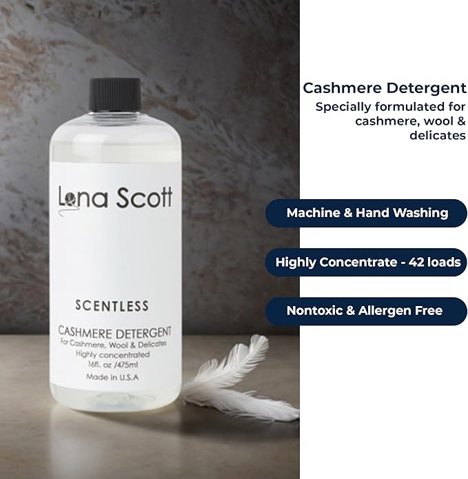 Cashmere, Wool & Delicates Shampoo Detergent 42 Loads. Made in U.S.A (Scentless)
