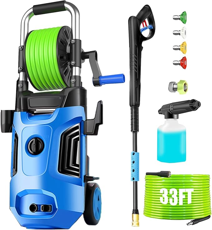 Pressure Washer 4800 PSI Power Washer Powered with with 33ft Pressure Hose, 4 Nozzle and Foam Cannon, for Home, Cars