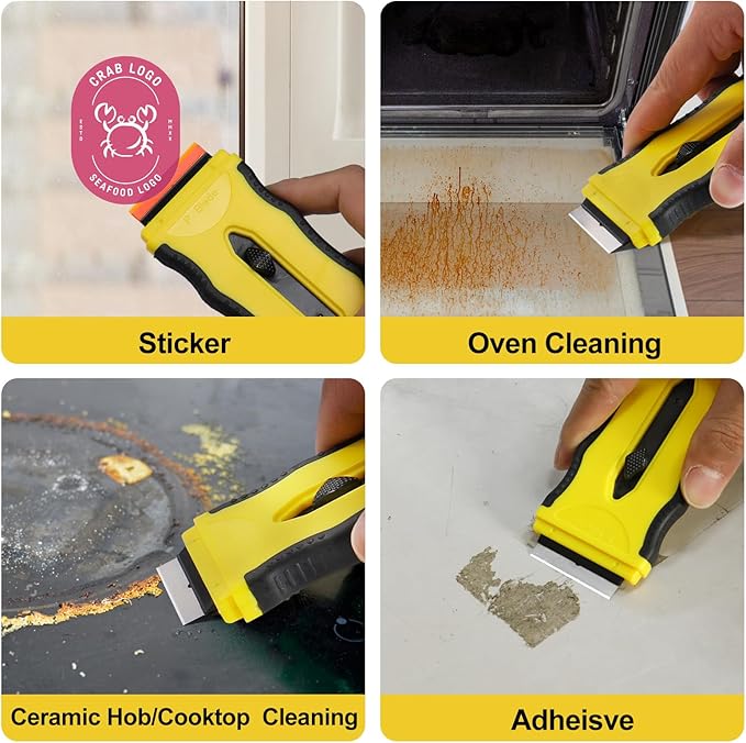 Oven Razor Blade Scraper Tool For Glass Stove Top Scraper Tool, Dual-End Ceramic Cooktop Razor Scraper With 10 Replacement Blades