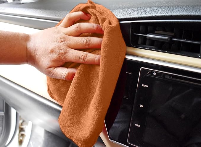 DAN RIVER Shop Towels, 50 Pack Commercial Use Orange Terry Cloth Rags for Cleaning Cars & Household Surfaces – Well Absorbent, Reusable Cleaning Rags & Wash Clothes – Washable Towels