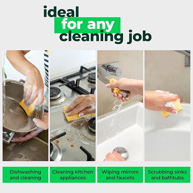 bioGo 12 Pack Natural Biodegradable Kitchen Sponges - Eco-Friendly, Compostable, Cellulose Dish - Compostable - Biodegradable - Cellulose Sponge