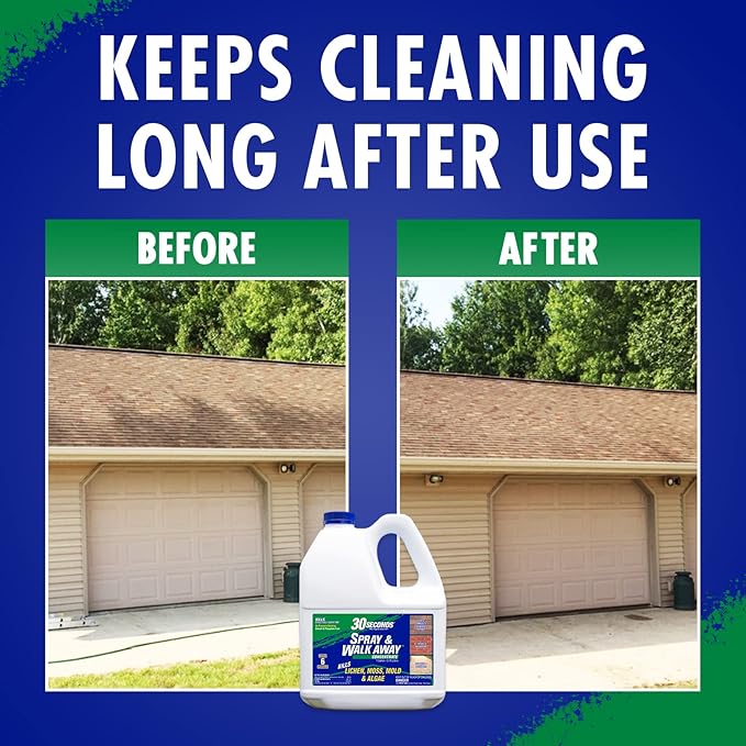 30 SECONDS Mold and Mildew Stain Remover Concentrate | Spray & Walk Away Outdoor Cleaner | 1 Gallon