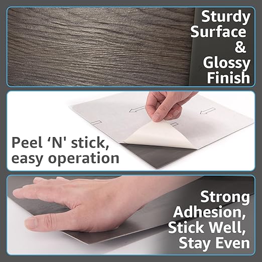 Art3d Peel and Stick Vinyl Floor Tiles 30-Pack 12 x 12 inch, Self Adhesive Waterproof Flooring Wood Planks for Kitchen, Dining Room, Bedrooms, Cover 30 Sq. Ft, Dark Brown Oak
