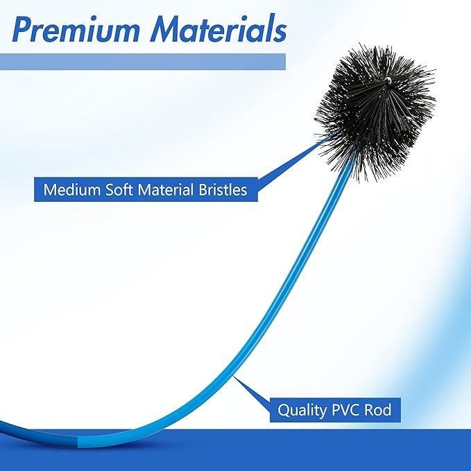 3 Pcs Condensate Trap Flexible Drain Brush, 16 Inch AC Drain Line Cleaning Brush for AC & HAVC Condensate P Trap, Blue