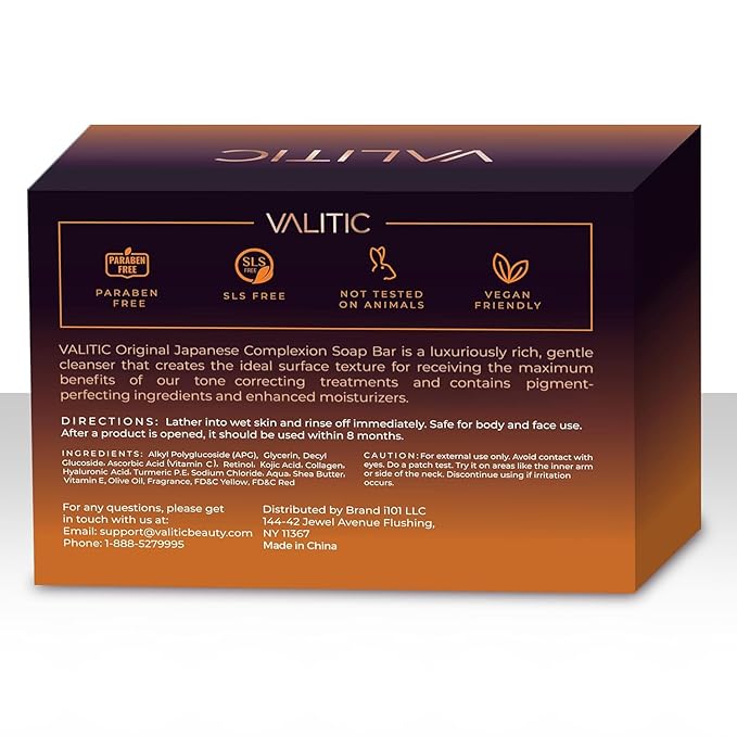 VALITIC Kojic Acid Dark Spot Remover Soap Bars with Vitamin C, Retinol, Collagen, Turmeric - Original Japanese Complex Infused with Hyaluronic Acid, Vitamin E, Shea Butter, Castile Olive Oil (3 Pack)