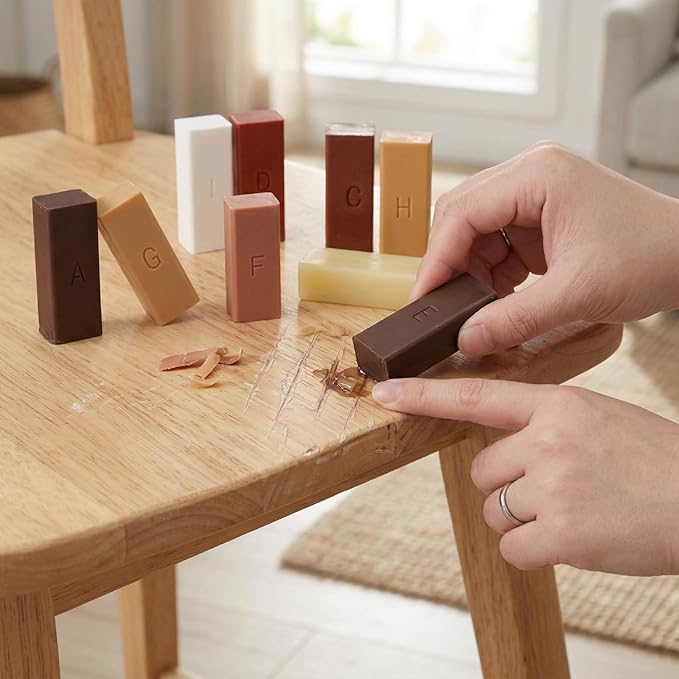 1set Laminate Floor Scratch Repair Wax Kit Colors for Wood Floor Furniture and Countertop Damage Quick Melt and Fill for Cracks and Scratches