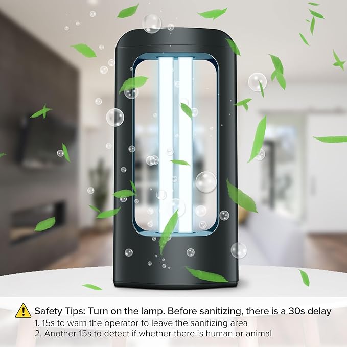 SANSI UV Sanitizer Light, 18W Ultraviolet Sanitizer, Portable 254nm Wavelength UVC Cleaning Lamp with 3-Level Timer and Remote Control, 99.99% UV Light Ozone Free for Whole Room