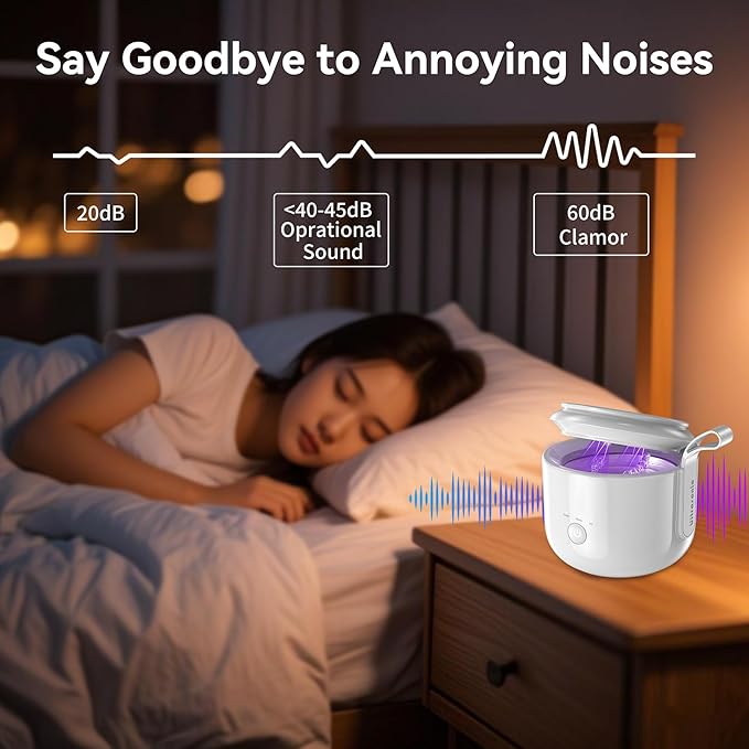 Ultrasonic Cleaner, 48kHz Rechargeable Cordless Jewelry Denture Cleaner Machine, 200ML Cleaning Pod for Jewelry, Rings, Glasses, Mouth Guard, Waterproof UV Cleaner with Digital Timer