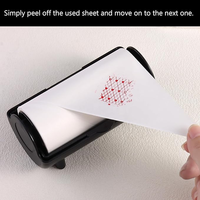 Nail Stamper Sticky Cleaner Roll with Case, Adhesive Paper Stickers for Stamping Gel Polish Removal, Lint Roll Cleaning Sheets, Nail Stamper Accessories Manicure Salon Supplies (Black)