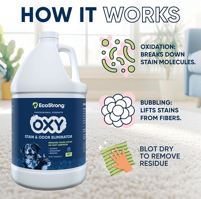Oxy Pet Carpet Cleaner Spray | Pet Stain Remover for Pet Urine, Cat Pee, Dog Poop | Deep Spot Treating Action on Carpeting, Upholstery, Laundry, Pet Beds & More (128 Fl Oz)