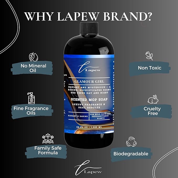 Luxury Floor Cleaner, Scented Mop Soap Concentrate | Hard Floor Cleaner for Tile, Vinyl, Laminate, LVP & Sealed Hardwood | Low-Foam, Streak-Free | 36 oz | Glamour Girl