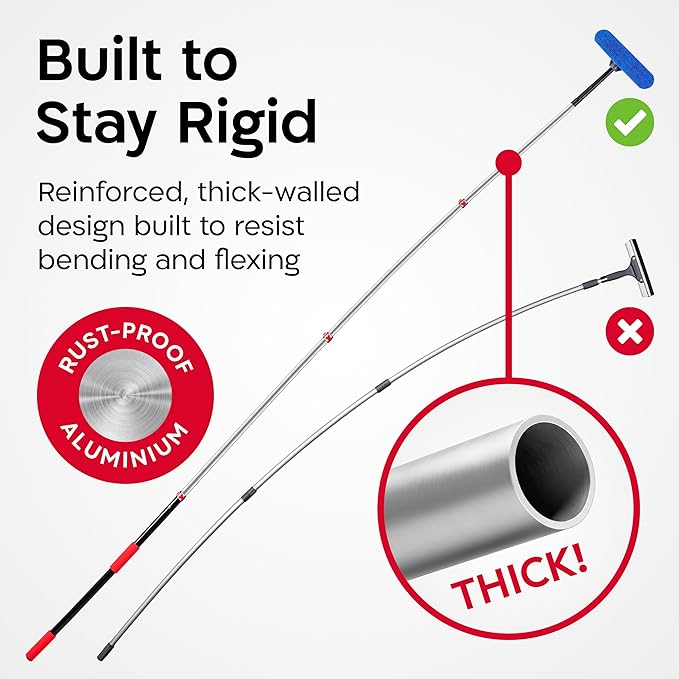 Tyroler Professional Window Squeegee with Extension Pole | 4.5-12.9ft Squeegee for Windows Cleaning | Outdoor Window Cleaner Tool, Windows Washing Kit with Extension Pole | Window Cleaning Kit
