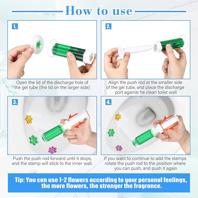 16 Pcs Flower Toilet Gels 224 Count 8 Kinds Stamp Bowl Gel Scent Toilet Stain Removal Cleaner Air Freshener Flower Stamps Pack for Bathtubs Bathroom