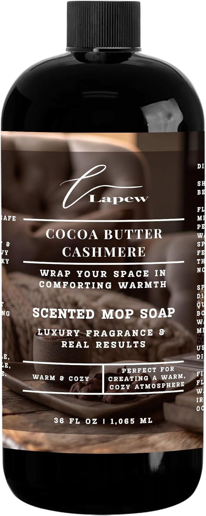 Luxury Floor Cleaner, Scented Mop Soap Concentrate | Hard Floor Cleaner for Tile, Vinyl, Laminate, LVP & Sealed Hardwood | Low-Foam, Streak-Free | 36 oz | Cocoa Butter Cashmere