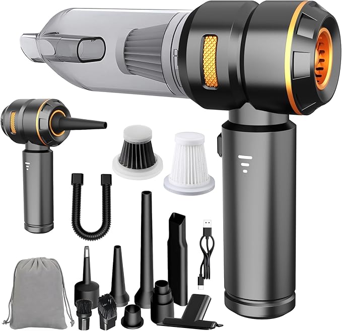 Handheld Car Vacuum Cleaner, 4-in-1 Cordless Vacuum Cleaner, 22000 PA High Power Portable Car Vacuum with Brushless Motor, for Home, Office, Camping (Black Golden)