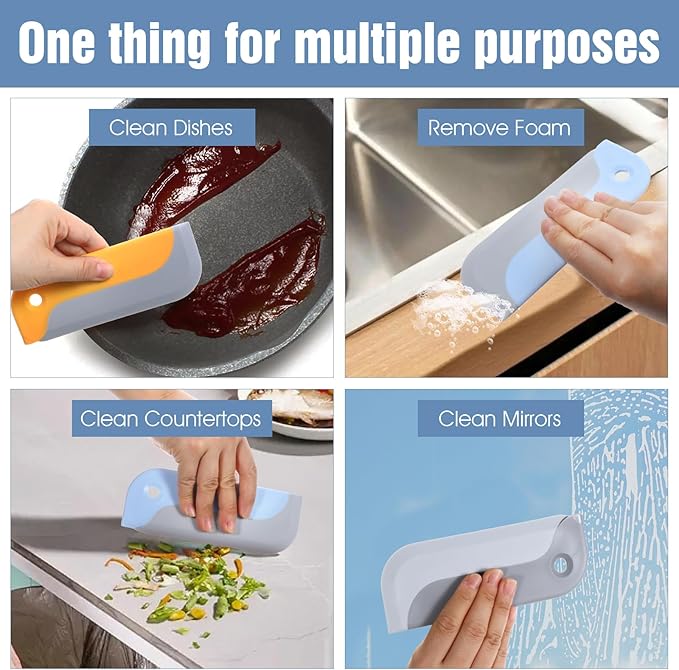 3 Pack Small Squeegee, Rubber Mini Squeegee Multi-Functional Small Sink Squeegees for Glass Doors Kitchen Countertop Car Window Bathroom Mirrors (3 Colors)