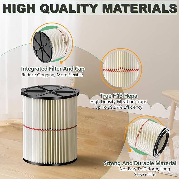 2 Pack Replacement Cartridge Filter Compatible with Craftsman 17816 9-17816 Wet Dry Vac fit 5/6/8/12/16/32 Gallon & Larger Vacuum Cleaner