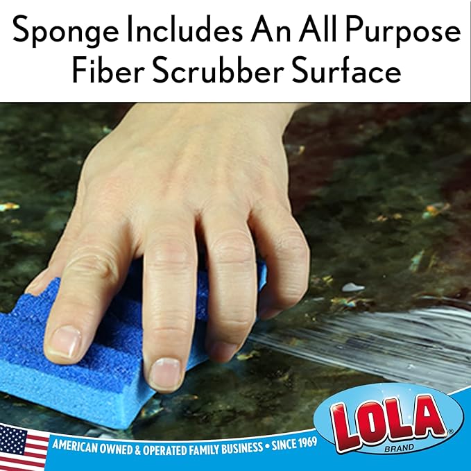 LOLA All Purpose Scrub Sponge, 12 Pack, Made in USA Scrub Sponge- Superior Technology, Non-Scratch, Long Lasting - Dishes, Mugs, Non-Stick Cookware