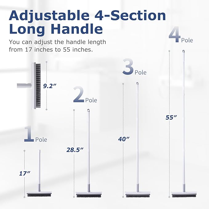 Grout Brush with Long Handle, Floor Cleaning Scrubber with Stiff Bristles for Tile Line, Shower, Crevice, Bathroom, Kitchen and Hard-to-Reach Corners