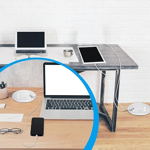 1 Pcs Recessed Floor Outlet 4. 72" x 4. 72" x 3. 94" 2-Gang with 4. 8a USB Chargers 20 Amp Floor Receptacles Round Hidden Outlet Kit Electrical Waterproof Box, Etl Listed (Silver)