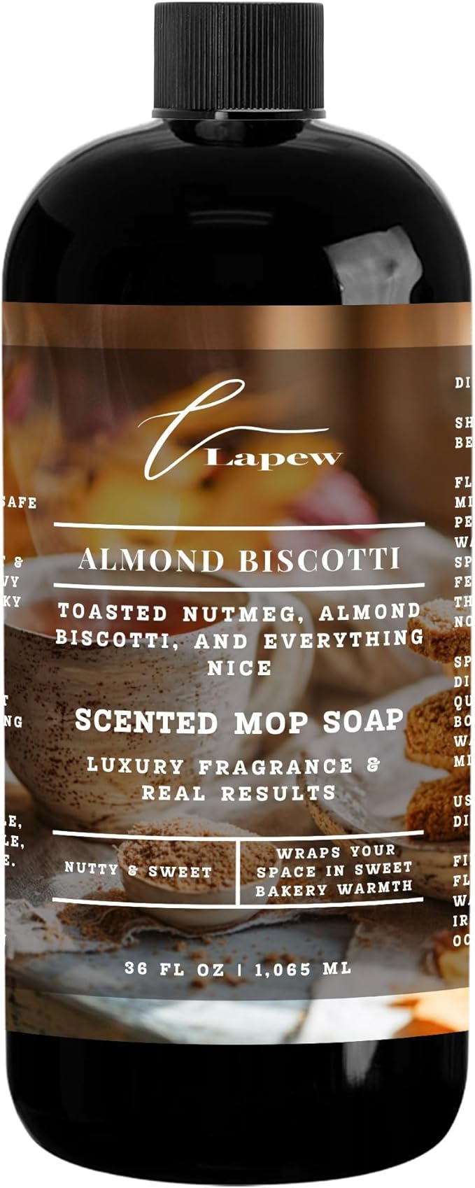 Luxury Floor Cleaner, Scented Mop Soap Concentrate | Hard Floor Cleaner for Tile, Vinyl, Laminate, LVP & Sealed Hardwood | Low-Foam, Streak-Free | 36 oz | Almond Biscotti
