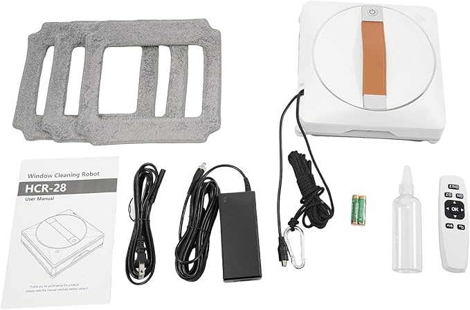 2500Pa Suction Window Cleaning Robot, 72W 24V 2-Way Spray Electric Window Cleaner for Homes and Hotels 8.46 x 8.46 x 2.68 Inch