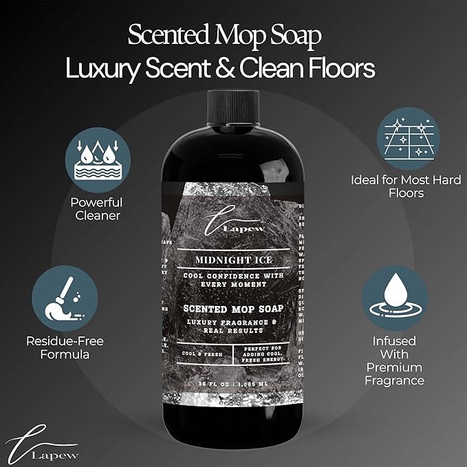 Luxury Floor Cleaner, Scented Mop Soap Concentrate | Hard Floor Cleaner for Tile, Vinyl, Laminate, LVP & Sealed Hardwood | Low-Foam, Streak-Free | 36 oz | Midnight Ice