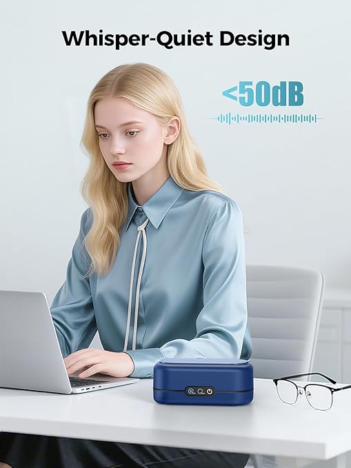 Ultrasonic Cleaner Jewelry, New 48000Hz Jewelry Cleaner Ultrasonic Machine with Dual Cleaning Modes, Suit for Eyeglasses, Rings, Retainer, Dentures,Watch Strap etc. (Dark Blue)