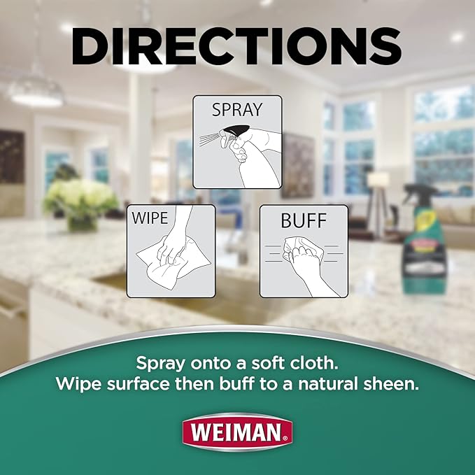 Weiman Disinfecting Granite and Stone Countertop Cleaner and Polish - Safely Cleans & Shines Marble, Quartz Quartzite Slate, Limestone, Corian, Laminate Tile, 64 Oz, 2 Pack