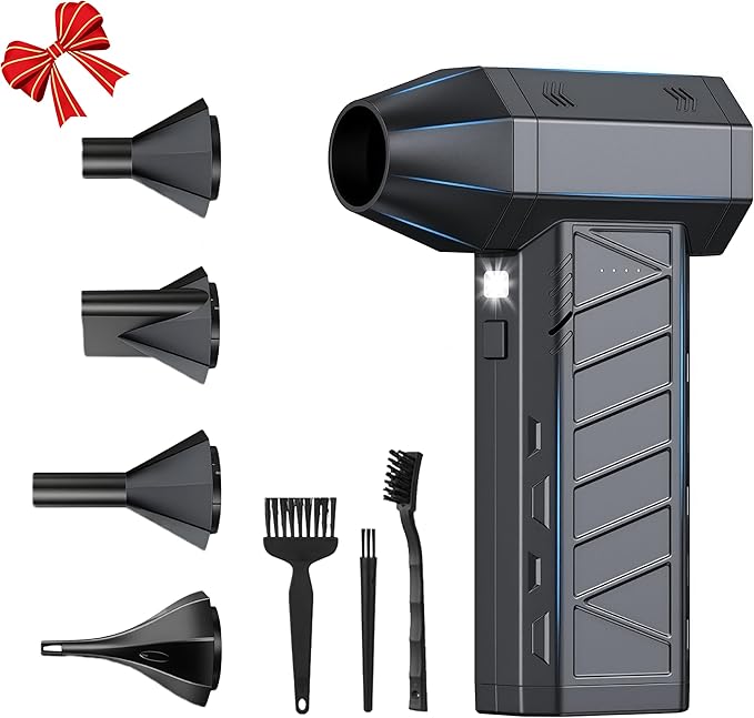 Electric Air Duster, High-Speed Brushless Motor Turbo Blower, 4-Gear Adjustable Cordless Air Blower for Keyboard, Computer, Car, Camera & Home Cleaning (CL02MAX)