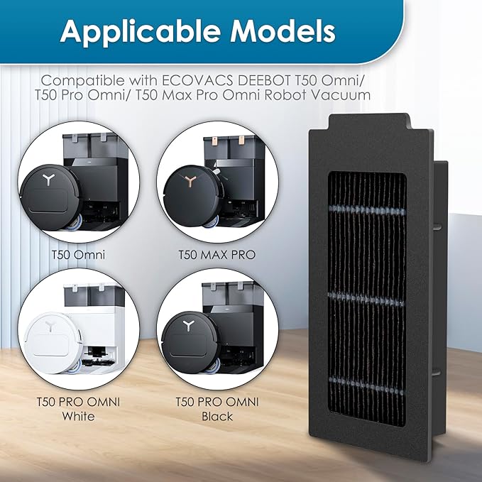 (8 Pack) T50 Omni Replacement Filters Compatible with ECOVACS DEEBOT T50 Omni/ T50 Pro Omni/ T30C Omni Robot Vacuum, Accessories Kit, Canister Filter, Vacuum Filter, Upright Filter