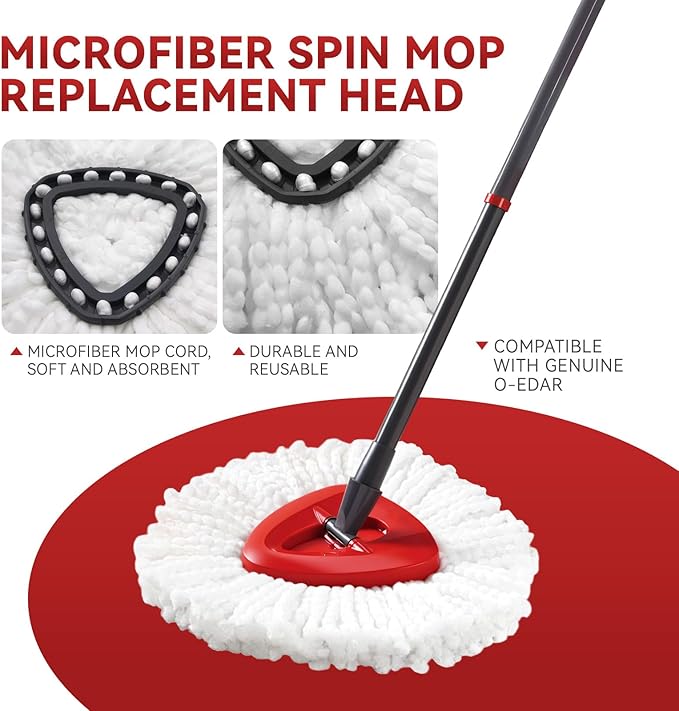 4 Pack Mop Heads Replacements, EasyWring Mop Head Refills for Ocedar Mop Systems, Microfiber Swivel Mop Replace Heads, Deep Cleaning Machine Washable and Easy to Replace