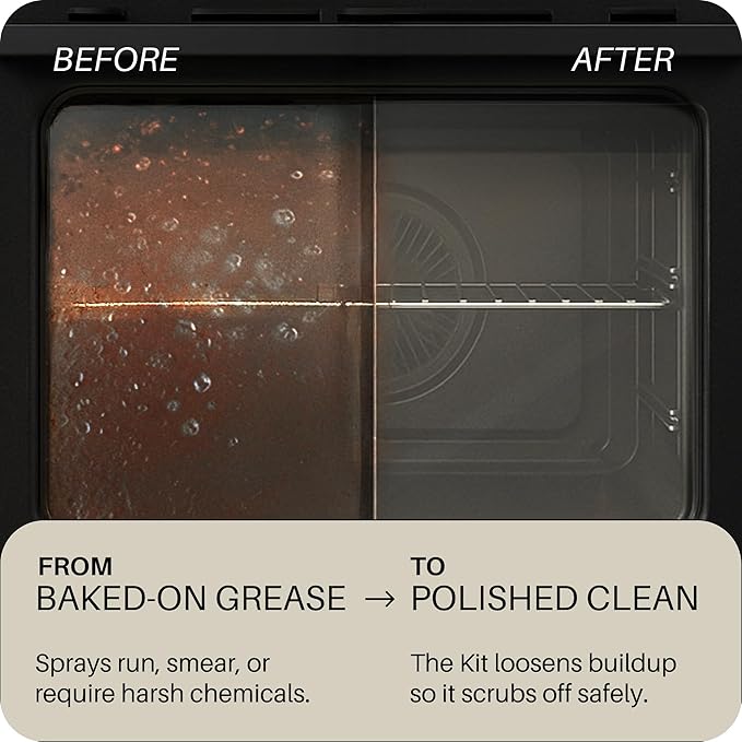 Oven Cleaning Kit: Natural Oven Cleaner and Kitchen Cleaner | Heavy Duty Oven Cleaner & Oven Rack Cleaner Kit | Fume-free & Safe to Clean All Ovens (Unscented) | Refillable Plastic Jar & Bottle