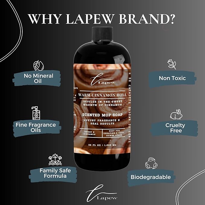 Luxury Floor Cleaner, Scented Mop Soap Concentrate | Hard Floor Cleaner for Tile, Vinyl, Laminate, LVP & Sealed Hardwood | Low-Foam, Streak-Free | 36 oz | Warm Cinnamon Roll