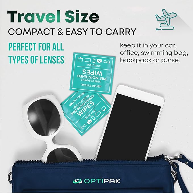 Sparkle Gel Anti-Reflective Safe Lens Cleaner Spray Kit - (2) 2oz Glasses Cleaner Spray, (5) Pre-Moistened Lens Wipes, (1) Travel Pouch for Eyeglasses, Lenses & Camera Cleaning Kit (8 Piece Set)
