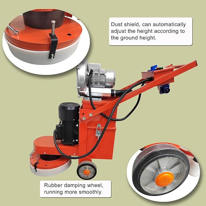 Cement Ground Grinder Epoxy Floor Grinding Machine Concrete Floor Polisher with 20L Vacuum Dust Collector Concrete Surface Grinder with Terrazzo Plate 220V