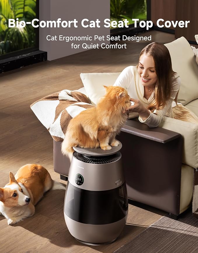 ‌Dreame Pet Air Purifier AP10 for Home Large Room, Cleans 5,386 ft² in One Hour, Smart Air Cleaner with 360° Visual Collection of Cat Hair, 3 Filters for Odor Purification, ‌Pet-Friendly Design, Glod