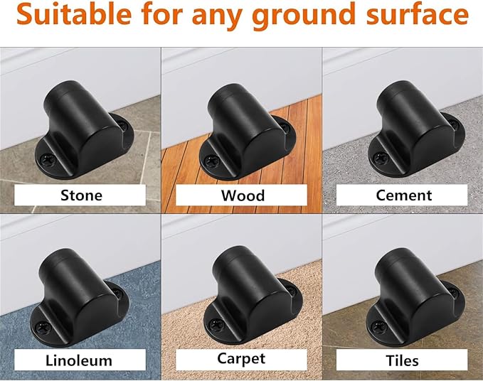 1.06 Inch / 27mm Heavy Duty Floor Door Stopper, Floor Mount Door Stop with Silent Rubber Bumper, Stainless Steel Black Brushed Finish - Pack of 1