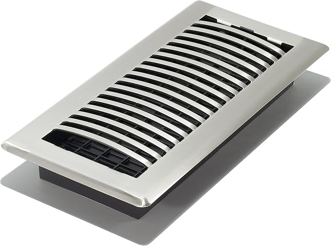 Decor Grates LAH410-NKL Louvered Floor Register, 4x10 Inches, Brushed Nickel (Pack of 8)