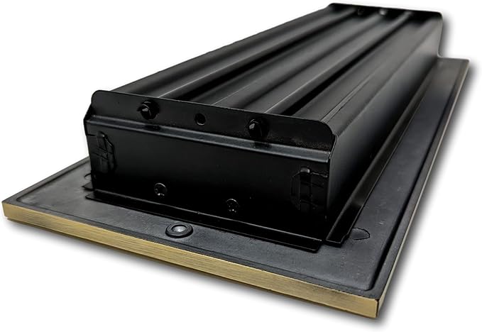 Madelyn Carter 4 x 12 Cast Aluminum Linear Vent Cover with Damper - Antique Brass (Overall: 5.75 x 13.75) | Floor Register - Wall Register