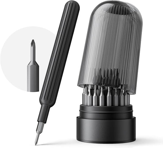 31 in 1 Precision Torx Screwdriver Set, Magnetic S2 Steel Bits with Portable Cylindrical Case. Mini & Small Screwdriver Set for Electronics, Laptop, iPhone, PS5, Switch (Black) (Black)