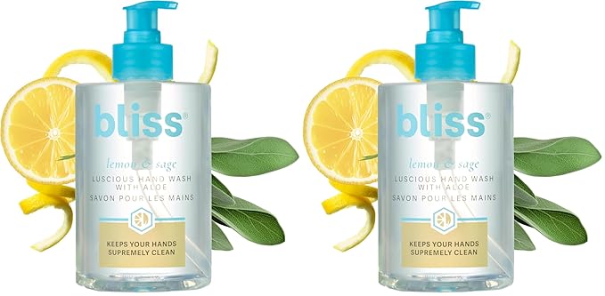 Bliss Lemon & Sage Luscious Hand Wash with Aloe – Hydrating, Refreshing Hand Soap with Coconut Oil & Vitamin B5 – Gently Cleanses Without Drying – 12.14 fl oz (Pack of 2)